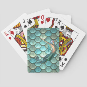 Mermaid On Mermaid Tail Scales Playing Cards