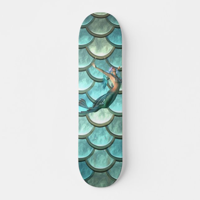 Mermaid On Mermaid Tail Scales Skateboard (Front)