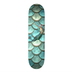 Mermaid On Mermaid Tail Scales Skateboard