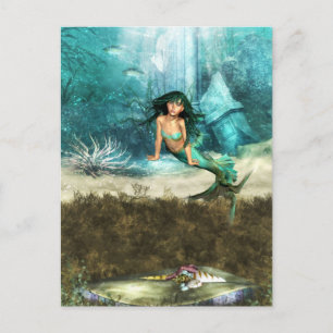 Mermaid on Ocean Floor  Postcard