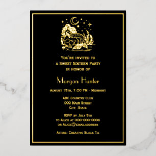 Mermaid on Rock Stars Moon Sweet Sixteen Foil Holiday Card