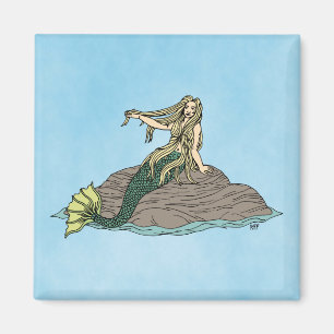 Mermaid on Rocks Magnet