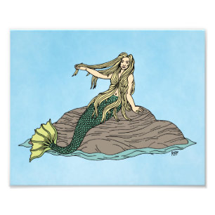 Mermaid on Rocks Photo Print