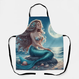 Mermaid on the beach at night apron