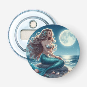 Mermaid on the beach at night bottle opener