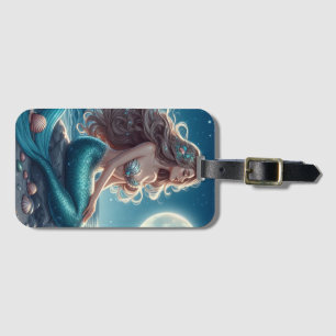 Mermaid on the beach at night luggage tag