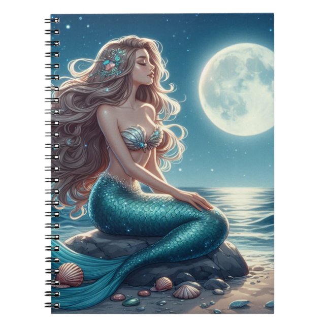 Mermaid on the beach at night notebook (Front)