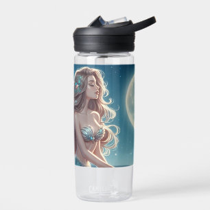 Mermaid on the beach at night water bottle