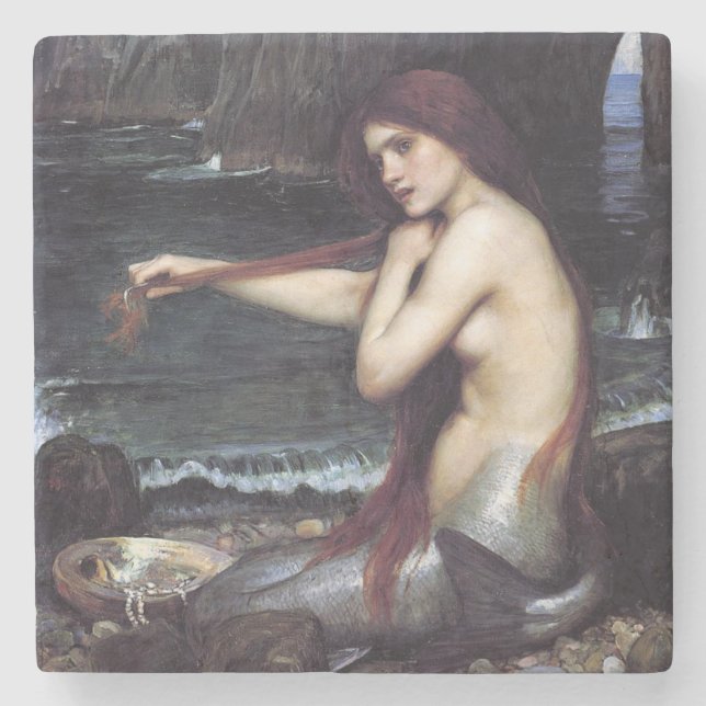 Mermaid on the Beach Stone Coaster (Front)