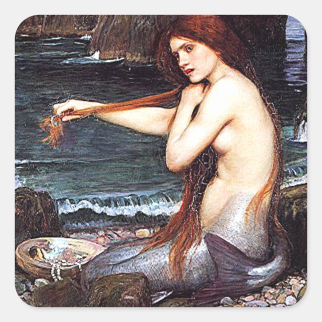 Mermaid On The Shore Square Sticker (Front)