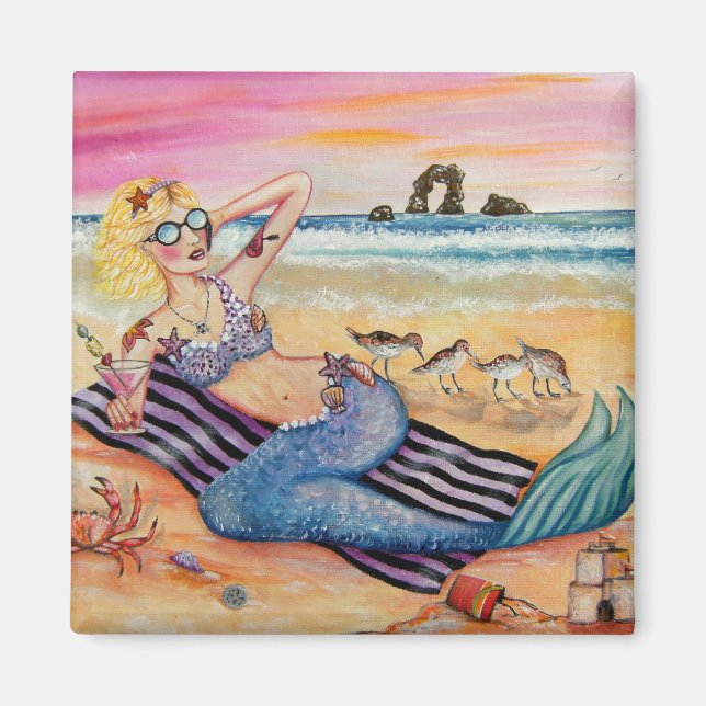 Mermaid on Vacation Magnet (Front)