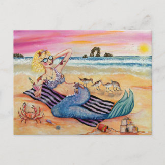 Mermaid on Vacation Postcard