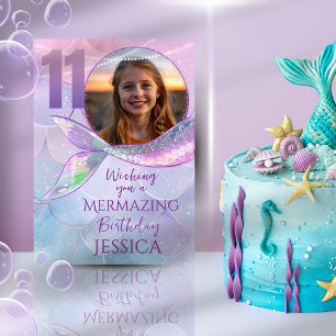 Mermaid One Photo 11th Birthday Card
