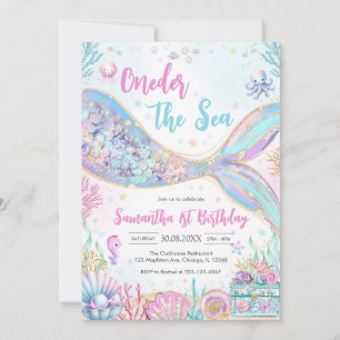 Mermaid Oneder the Sea 1st Birthday Invitation