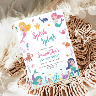 Mermaid Oneder The Sea 1st Birthday Invitation