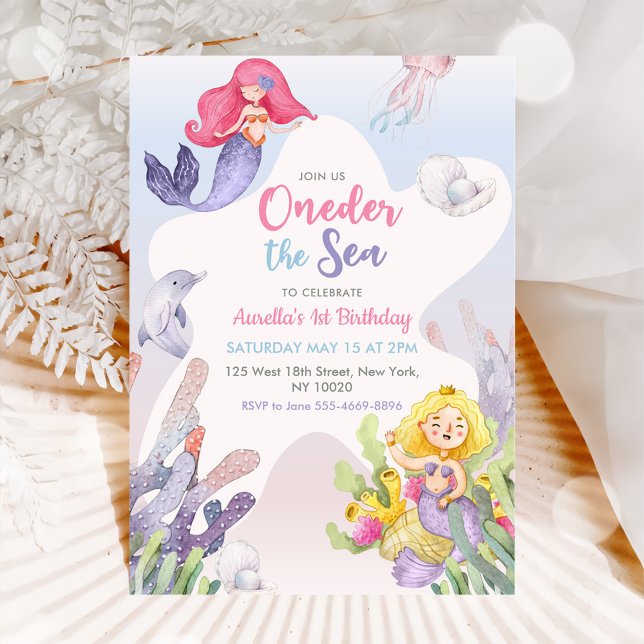 Mermaid Oneder The Sea 1st Birthday Party Invitation (Creator Uploaded)