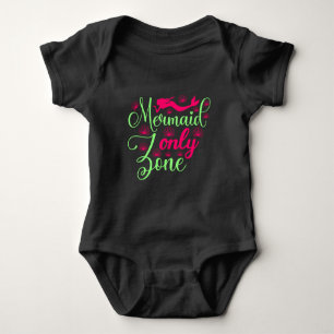Mermaid Only Zone in Hot Pink and Neon Green Baby Bodysuit