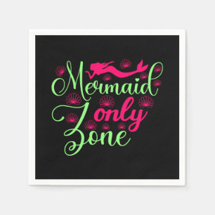Mermaid Only Zone in Hot Pink and Neon Green Napkin