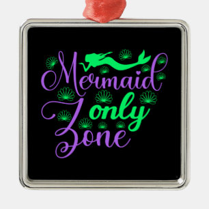 Mermaid Only Zone in Neon Green and Purple Metal Tree Decoration