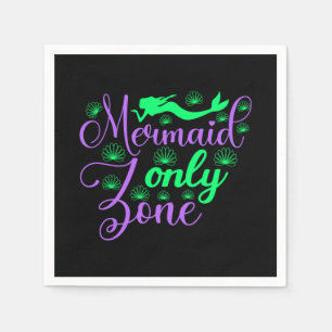 Mermaid Only Zone in Neon Green and Purple Napkin