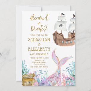 Mermaid or Pirate Birthday Invitation