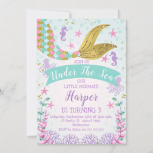 Mermaid Or Under The Sea Birthday invitation