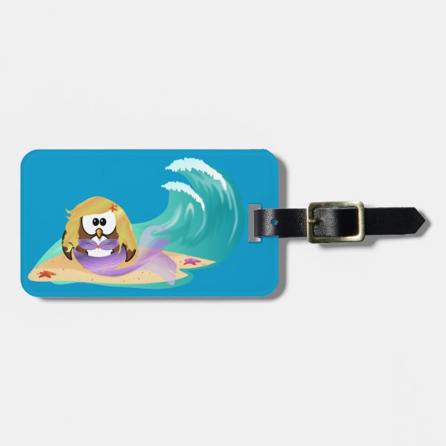 mermaid owl luggage tag (Front Horizontal)