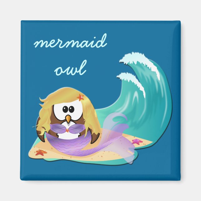mermaid owl magnet (Front)