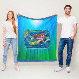 Mermaid Painting Fleece Blanket
