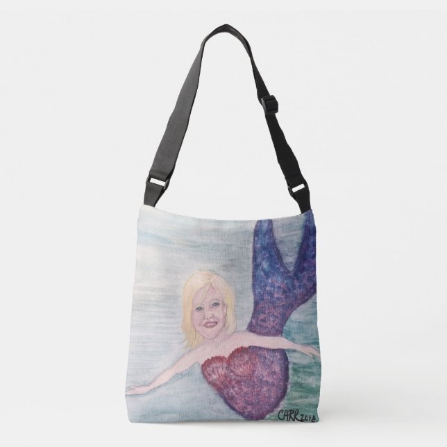Mermaid Painting Under the Sea Crossbody Bag (Front)