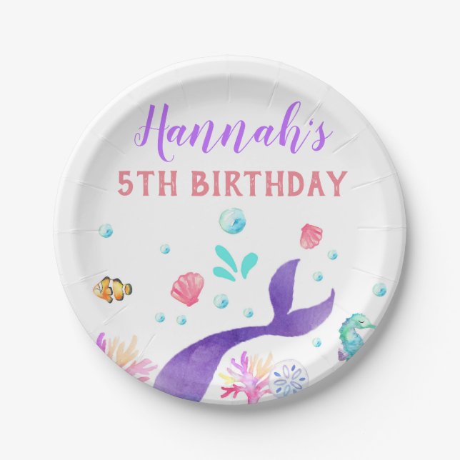 Mermaid paper plate birthday party mermaids (Front)