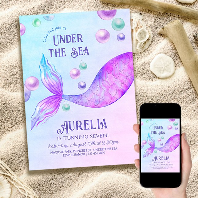 Mermaid Party Any Age Girls Birthday Invitation (Creator Uploaded)