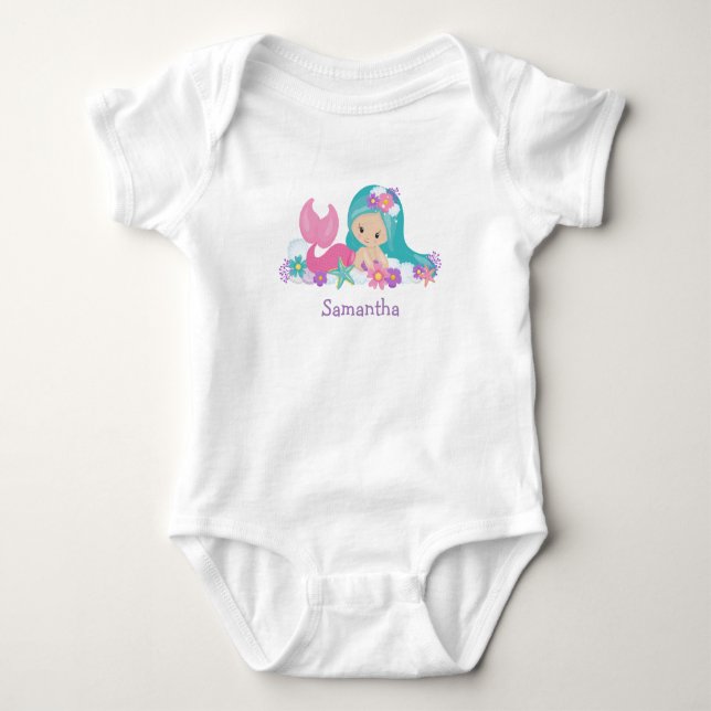  Mermaid Party Baby Bodysuit (Front)
