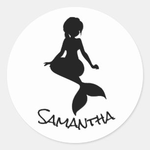 Mermaid Party Black Classic Round Sticker