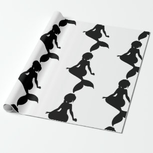 Mermaid Party black Wrapping Paper 