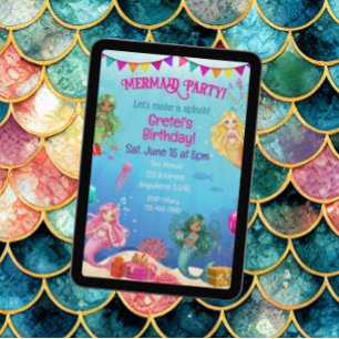 Mermaid Party, Colorful Underwater Birthday Invitation
