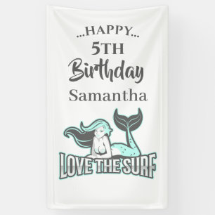 MERMAID PARTY CUTE BLUE theme Banner