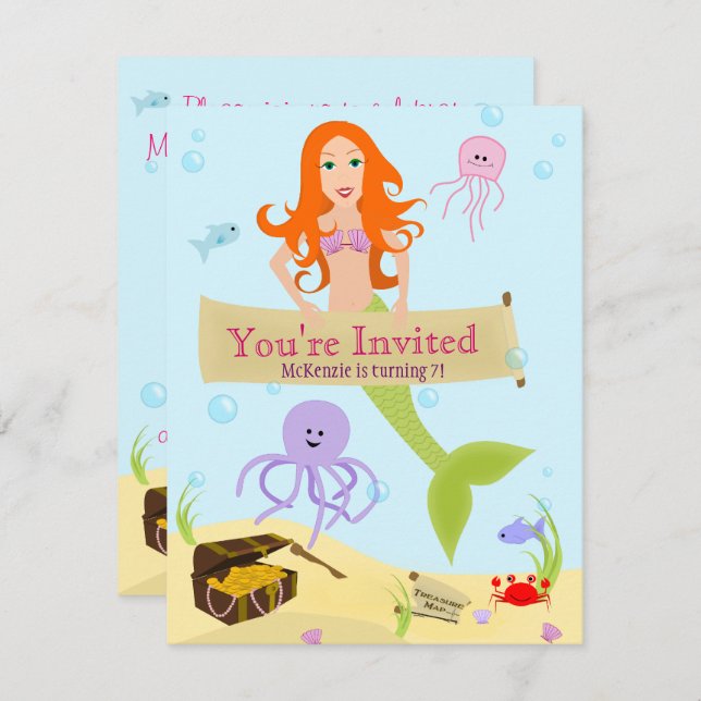 Mermaid Party Invitation (Front/Back)