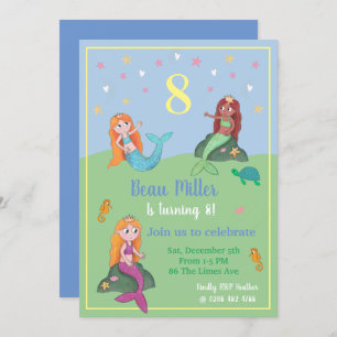 Mermaid party Invitation customisable