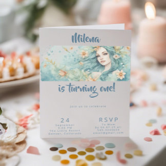 Mermaid party invitation first girls birthday