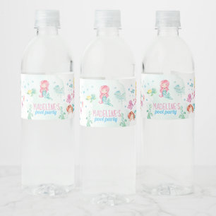 Mermaid party label, mermaid water bottle label