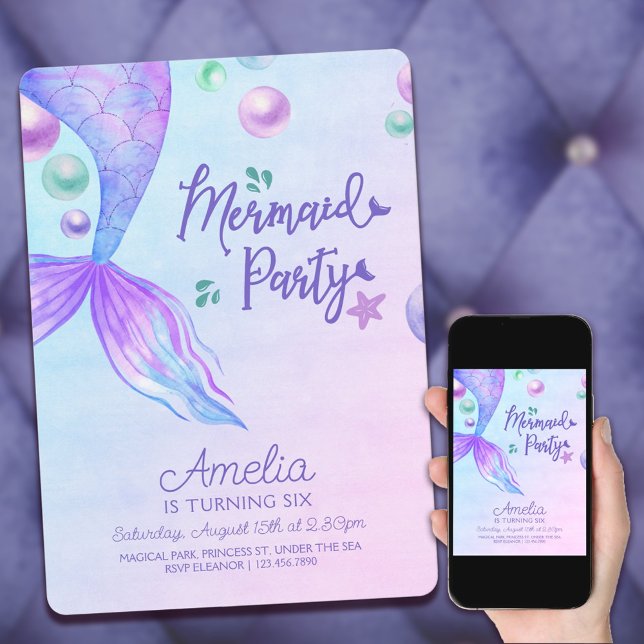 Mermaid Party Mermaids Tail Under the Sea Birthday Invitation (Creator Uploaded)