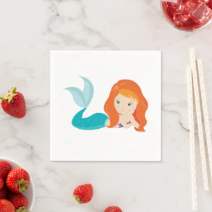 Mermaid Party Orange Napkins