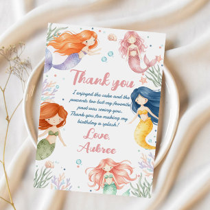 Mermaid Party Personalised with Mermaid Puns Thank You Card