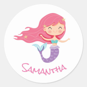 Mermaid Party Purple Classic Round Sticker