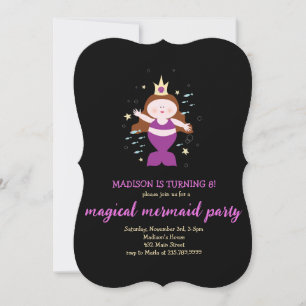 Mermaid Party Purple Sealife Birthday Party Invitation