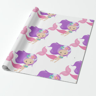 Mermaid Party Purple Wrapping Paper 