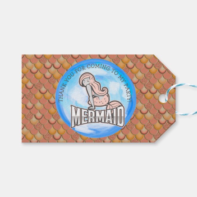 Mermaid Party Thank You  Gift Tag (Front (Horizontal))