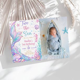 Mermaid Party Two The Sea Mermaid 2nd Birthday Invitation