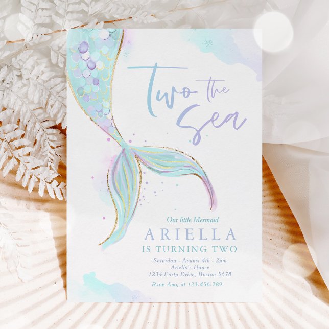 Mermaid Party Two The Sea Mermaid 2nd Birthday Invitation (Creator Uploaded)